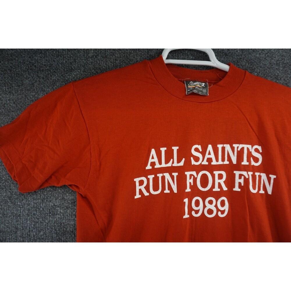 Vintage 1989 All Saints Run For Fun T Shirt M Skimmers Single Stitch